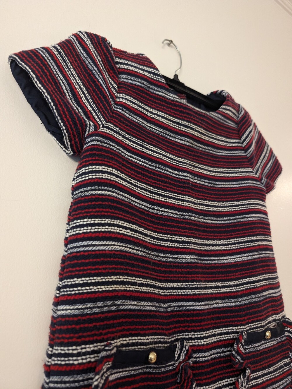Janie and Jack Navy and Red Boucle Dress with pockets - Picture 4 of 6